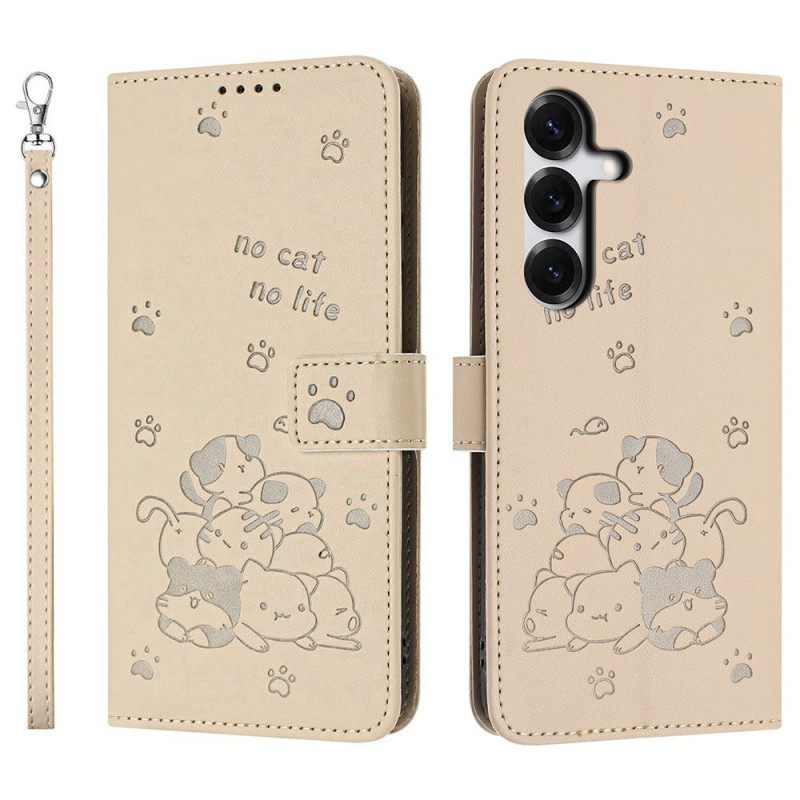 Folio-hoesje Samsung Galaxy S26 Telefoonhoesje Kattenpatroon En Koord