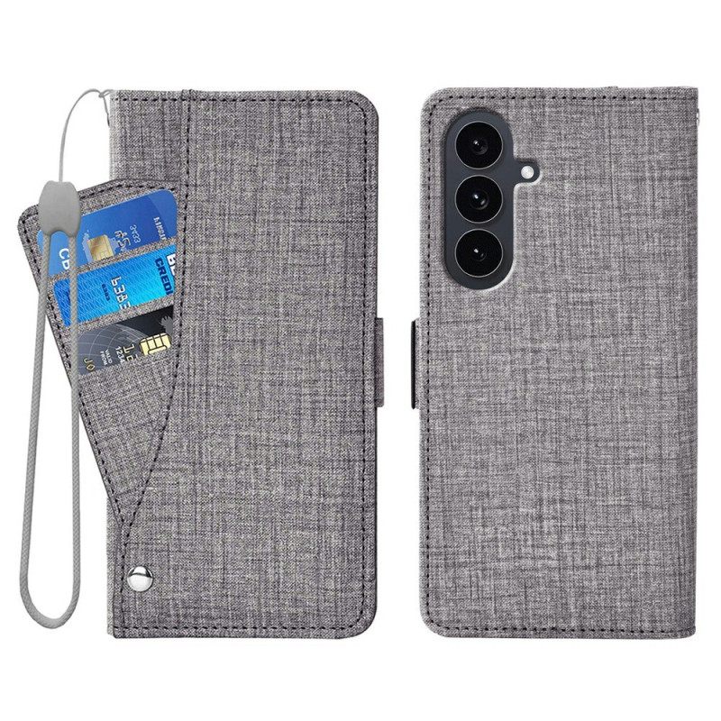 Folio-hoesje Samsung Galaxy S26 Telefoonhoesje Met Denimtextuur En Draaibare Kaarthouder
