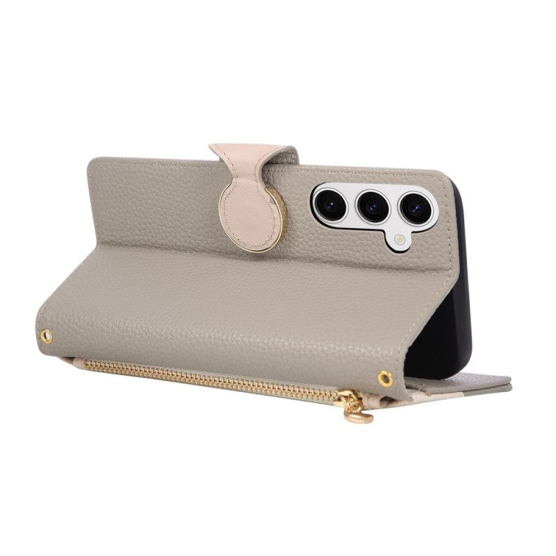 Folio-hoesje Samsung Galaxy S26 Telefoonhoesje Tweekleurige Portemonnee Met Ritssluiting