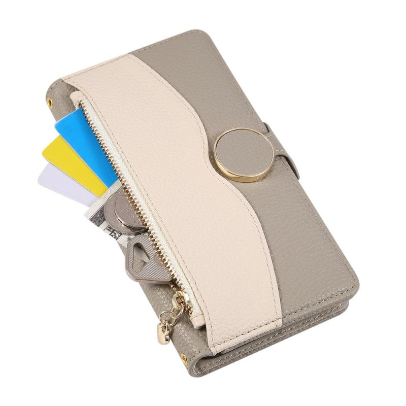 Folio-hoesje Samsung Galaxy S26 Telefoonhoesje Tweekleurige Portemonnee Met Ritssluiting