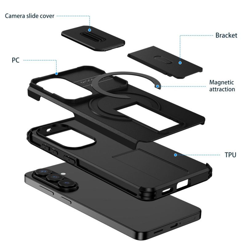 Hoesje Samsung Galaxy S26 Schuifbare Magnetische Standaard En Cameracover Bescherming Hoesje