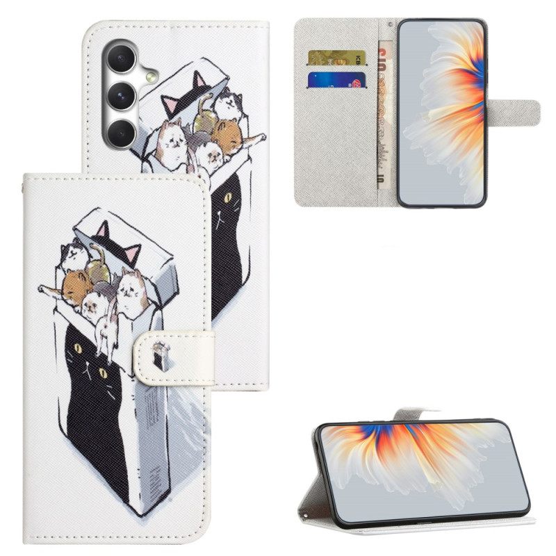 Leren Hoesje Samsung Galaxy S26 Katten In Een Doos