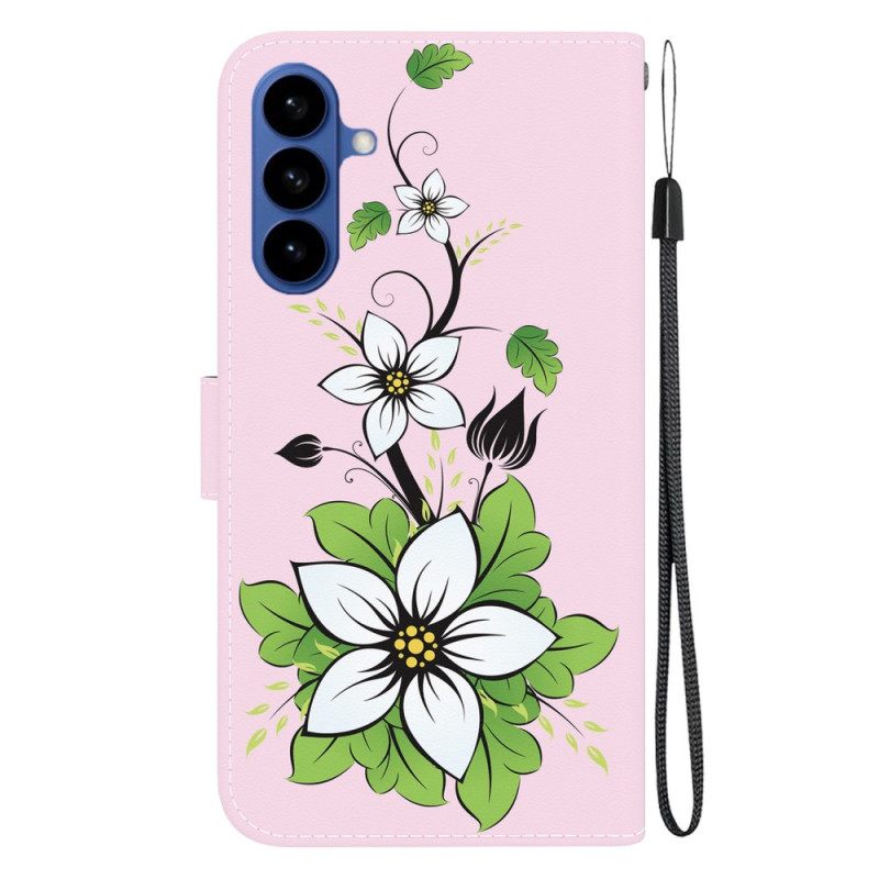 Leren Hoesje Samsung Galaxy S26 Lelie Patroon Bescherming Hoesje
