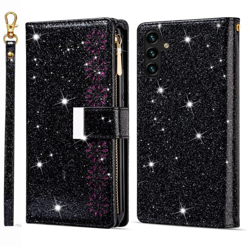 Leren Hoesje Samsung Galaxy S26 Portemonnee Met Pailletten Bescherming Hoesje