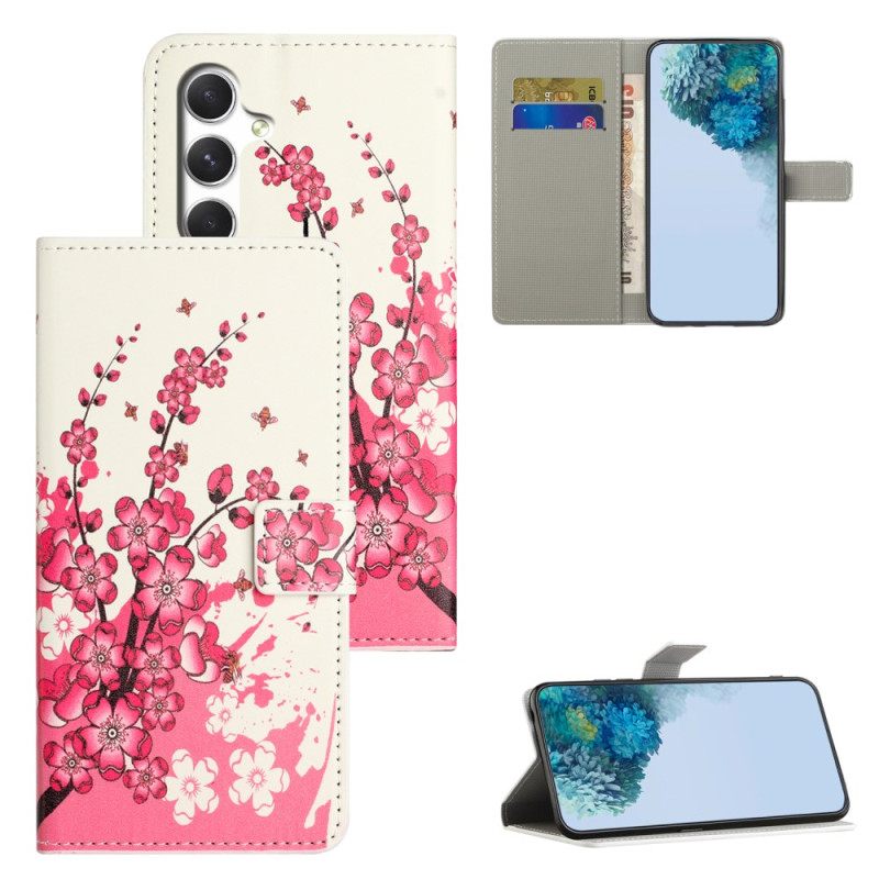 Leren Hoesje Samsung Galaxy S26 Pruimenbloesems Bescherming Hoesje