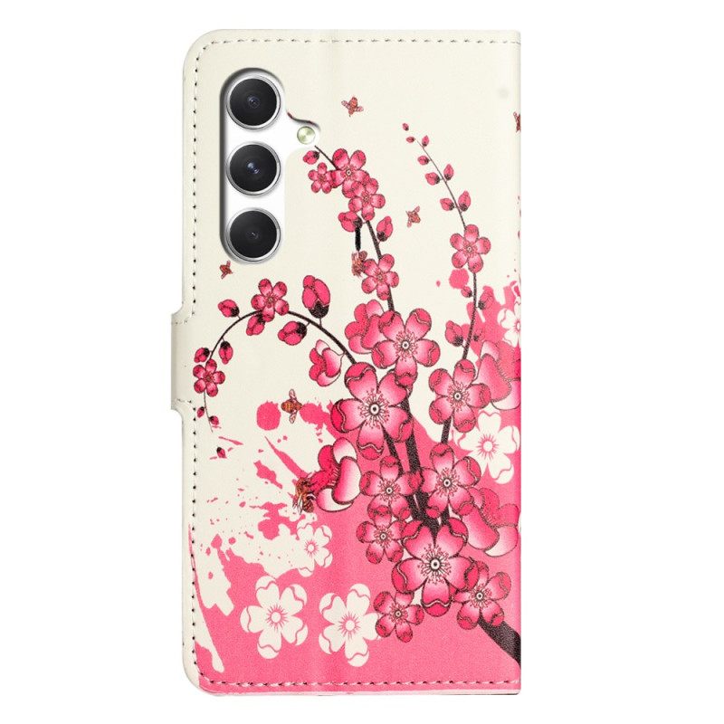 Leren Hoesje Samsung Galaxy S26 Pruimenbloesems Bescherming Hoesje