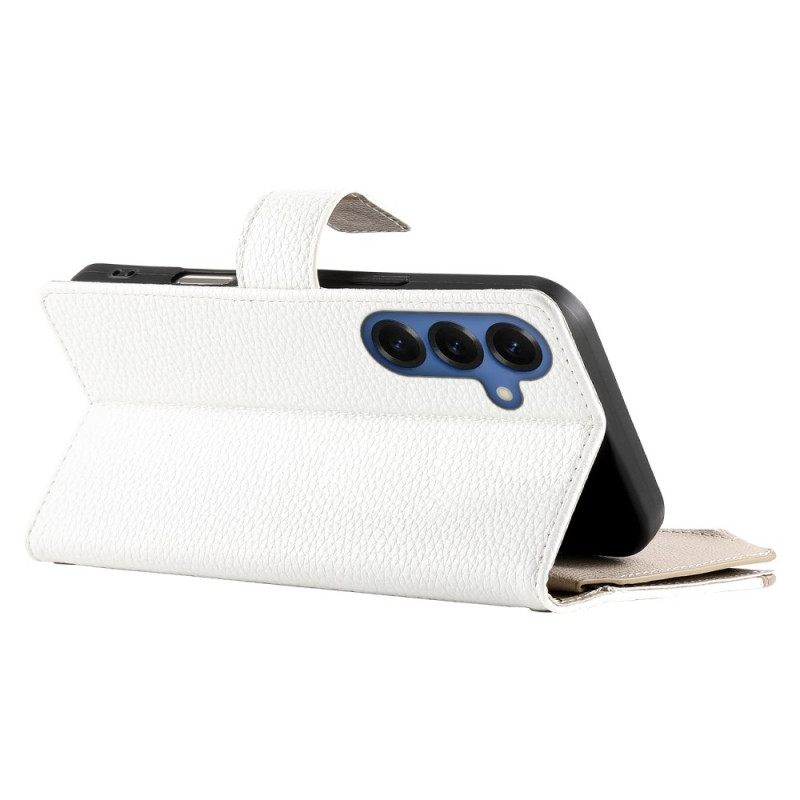 Leren Hoesje Samsung Galaxy S26 Tweekleurige Portemonnee Met Bandjes