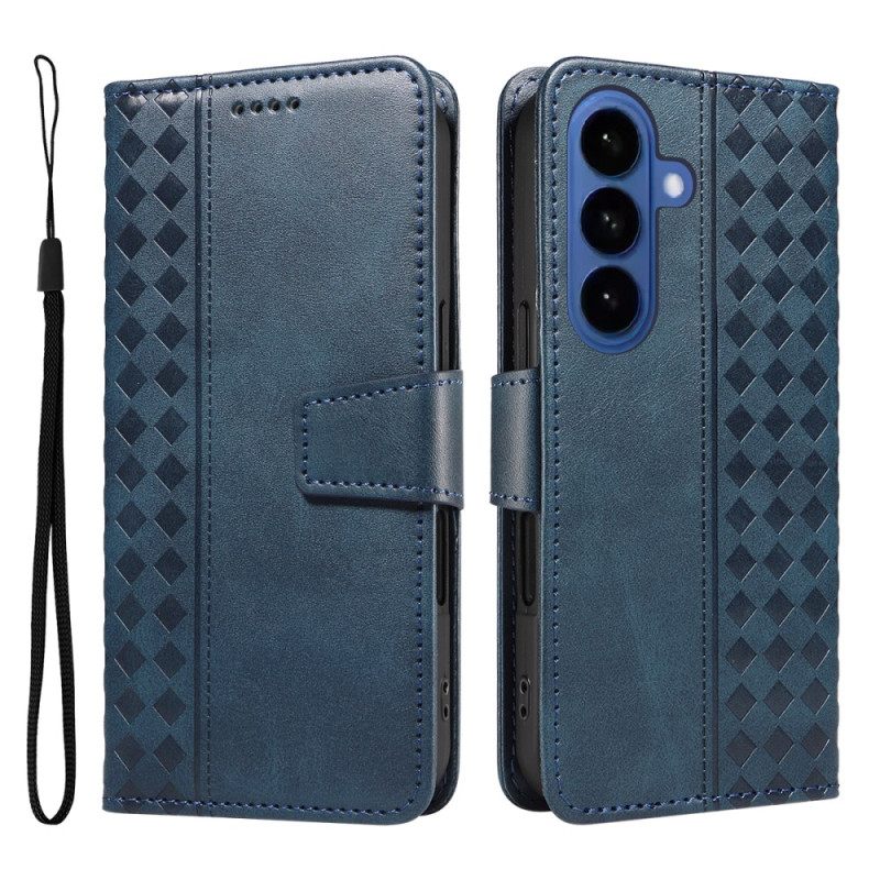 Leren Hoesje Voor Samsung Galaxy S26 Diamantpatroon