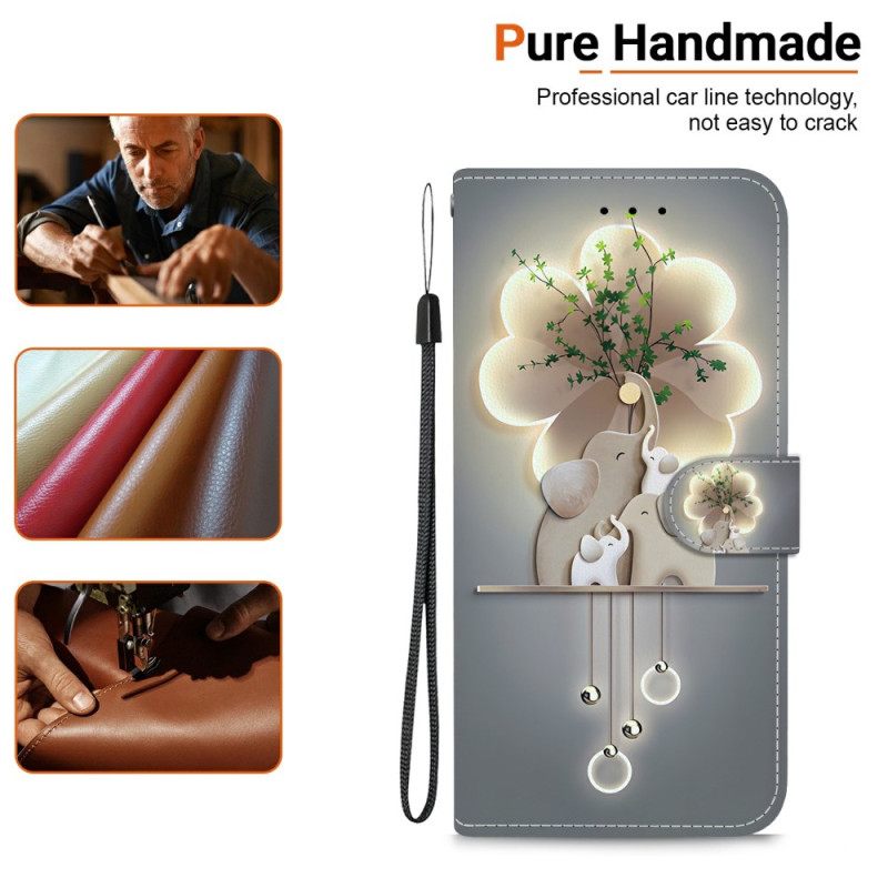 Leren Hoesje Voor Samsung Galaxy S26 Drie Olifanten