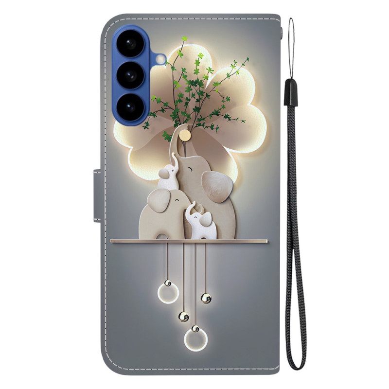 Leren Hoesje Voor Samsung Galaxy S26 Drie Olifanten
