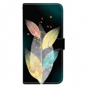 Leren Hoesje Voor Samsung Galaxy S26 Kleurrijk Bladeren
