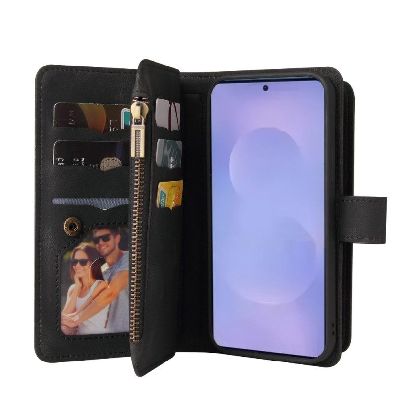 Leren Hoesje Voor Samsung Galaxy S26 Portemonnee Met 15 Kaartsleuven En Bandje