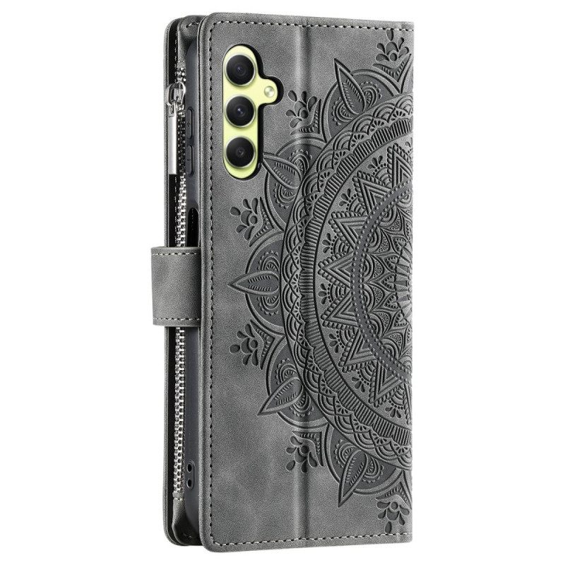 Leren Hoesje Voor Samsung Galaxy S26 Portemonnee Met Mandala-suède-effect