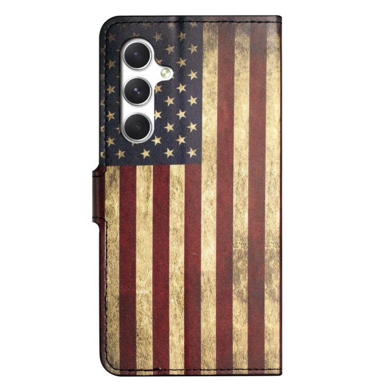 Leren Hoesje Voor Samsung Galaxy S26 Vintage Amerikaanse Vlag