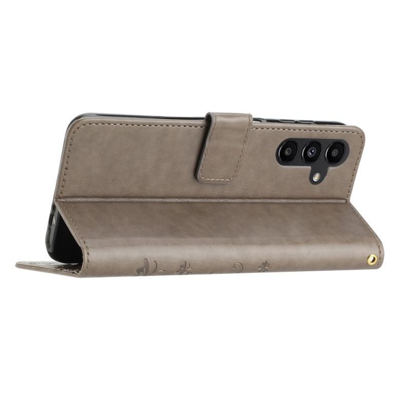 Leren Hoesje Voor Samsung Galaxy S26 Vlinder En Bloemen