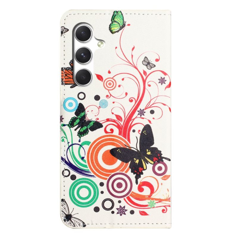 Leren Hoesje Voor Samsung Galaxy S26 Witte Vlinders