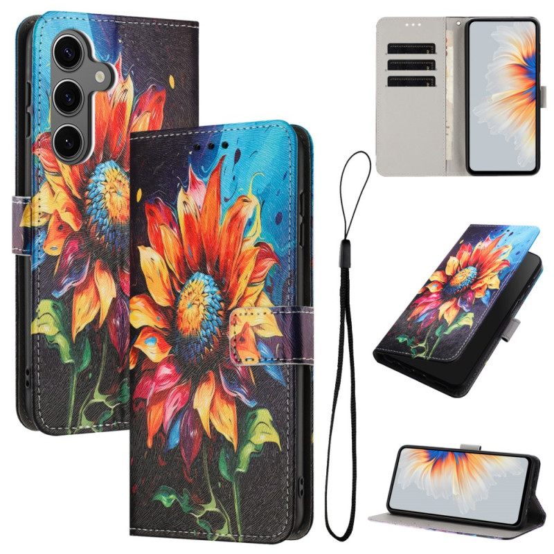 Leren Hoesje Voor Samsung Galaxy S26 Zonnebloem