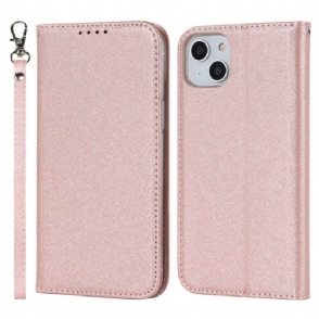 Bescherming Hoesje voor iPhone 14 Plus Folio-hoesje Zachte Lederen Stijl Met Riem