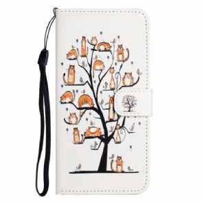 Folio-hoesje voor iPhone 14 Plus Met Ketting Grappige Stringkatten