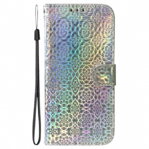 Folio-hoesje voor iPhone 14 Plus Met Ketting Patroon Met Bandjes