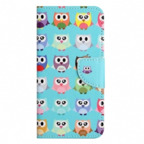 Leren Hoesje voor iPhone 14 Plus Uil Stam