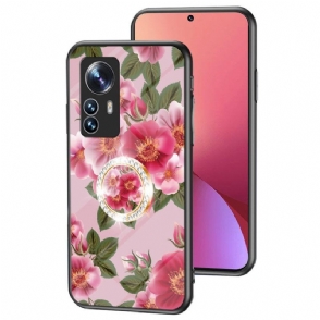 Hoesje voor Xiaomi 12 / 12X Gehard Glas Met Bloemenring