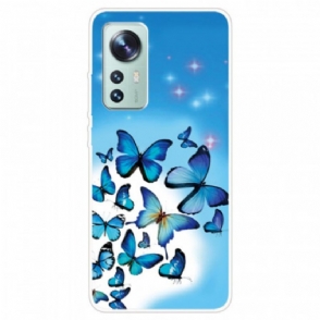Telefoonhoesje voor Xiaomi 12 / 12X Siliconen Blauwe Vlinders