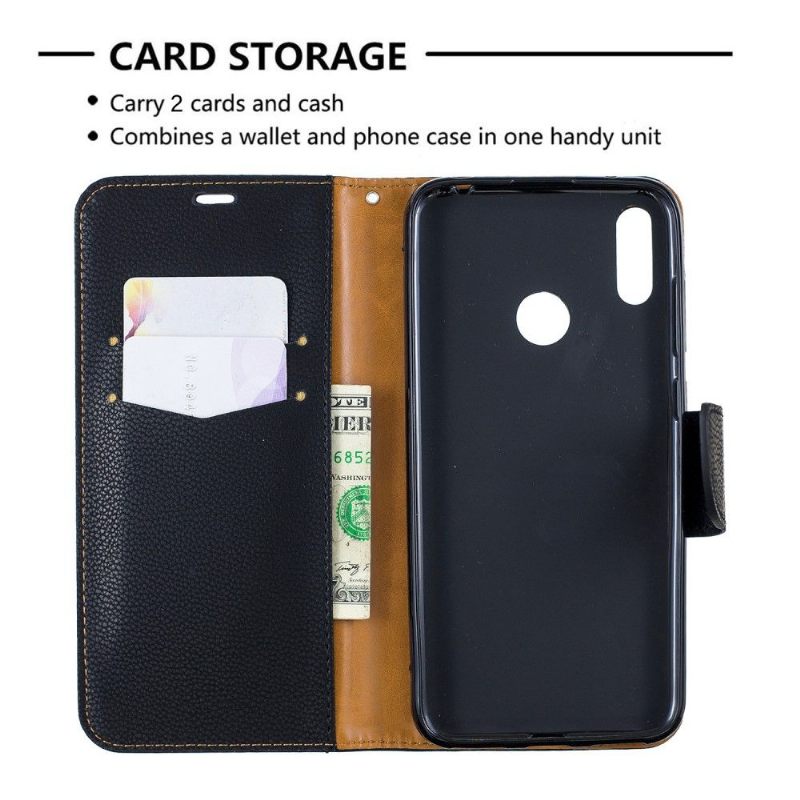 Cover voor Huawei Y7 2019 Folio-hoesje Folio Met Generfd Leereffect
