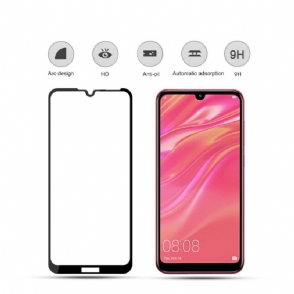 Huawei Y7 2019 - Schermbeschermer Van Gehard Glas Op Ware Grootte - Zwart