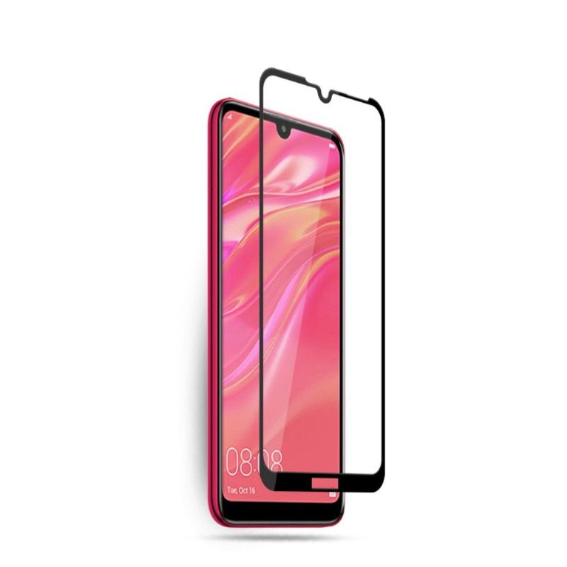 Huawei Y7 2019 - Schermbeschermer Van Gehard Glas Op Ware Grootte - Zwart