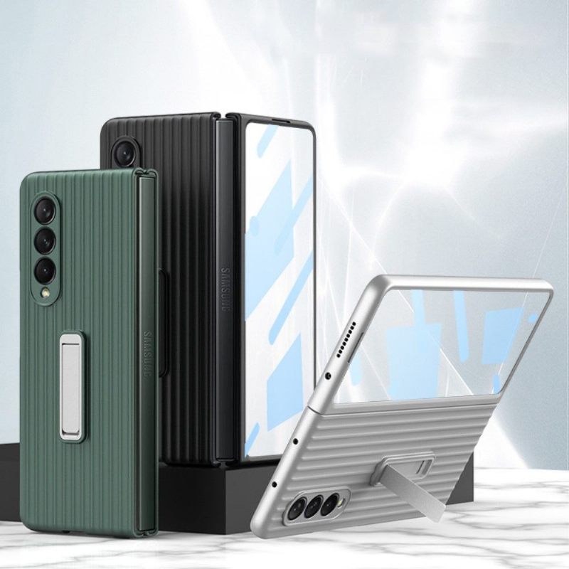 Hoesje voor Samsung Galaxy Z Fold 3 5G Bescherming Hoesje Koffer + Gehard Glas