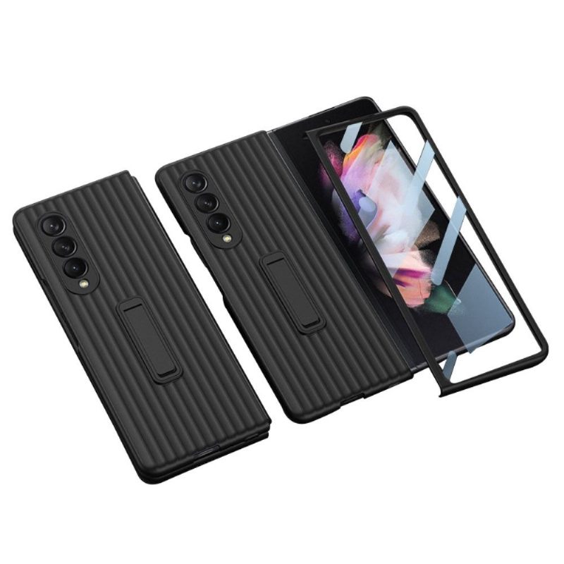Hoesje voor Samsung Galaxy Z Fold 3 5G Bescherming Hoesje Koffer + Gehard Glas
