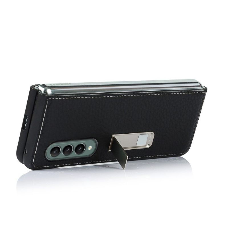 Hoesje voor Samsung Galaxy Z Fold 3 5G Leren Zichtbare Stiksels