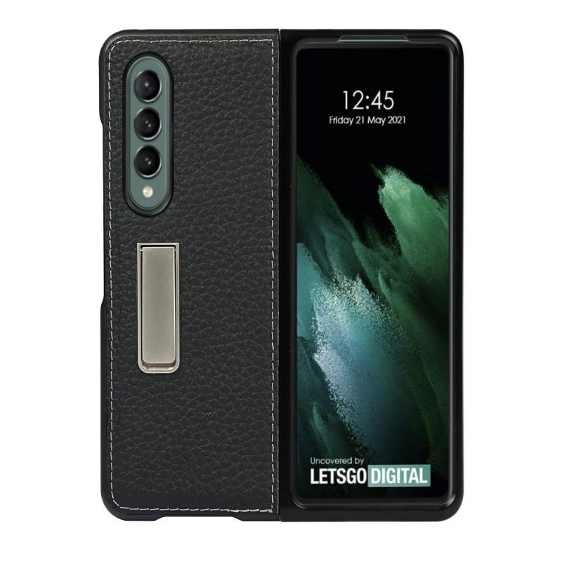Hoesje voor Samsung Galaxy Z Fold 3 5G Leren Zichtbare Stiksels