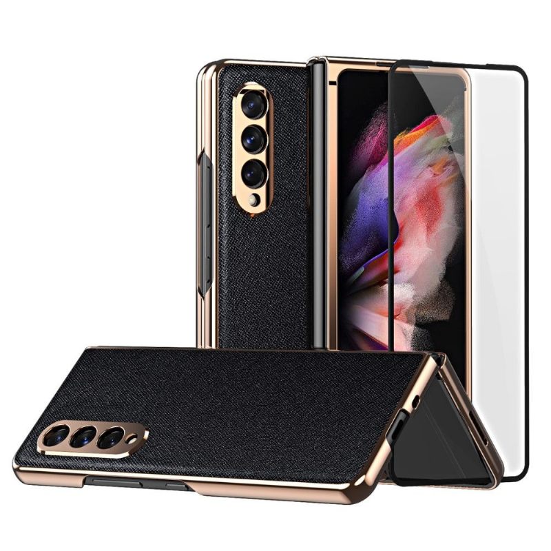 Hoesje voor Samsung Galaxy Z Fold 3 5G Luxe + Beschermfolie