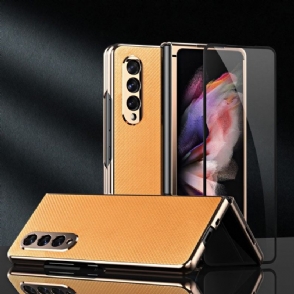 Telefoonhoesje voor Samsung Galaxy Z Fold 3 5G Bescherming Karbon + Beschermfolie