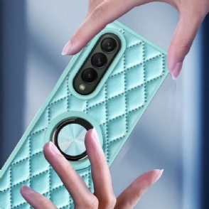 Telefoonhoesje voor Samsung Galaxy Z Fold 3 5G Gewatteerd Leereffect Met Steunring