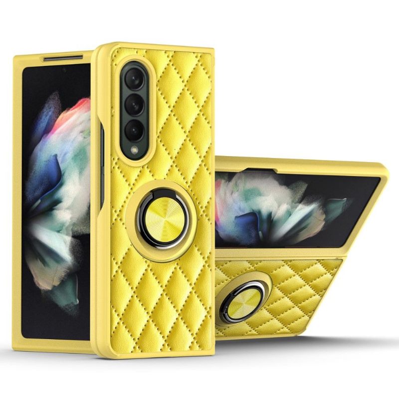 Telefoonhoesje voor Samsung Galaxy Z Fold 3 5G Gewatteerd Leereffect Met Steunring