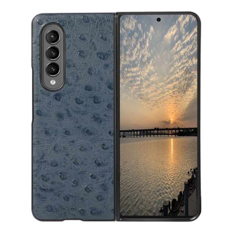 Telefoonhoesje voor Samsung Galaxy Z Fold 3 5G Struisvogelhuid Leereffect