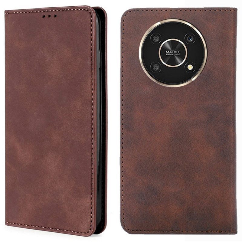 Bescherming Hoesje voor Honor Magic 4 Lite 5G Folio-hoesje Zijdezacht Leereffect