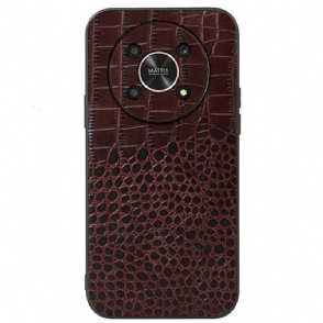 Hoesje voor Honor Magic 4 Lite 5G Echt Lakleder Met Krokodiltextuur