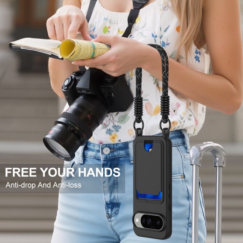 Cover Hoesje Google Pixel 10 / 10 Pro Telefoonhoesje Kaarthouder Met Koord