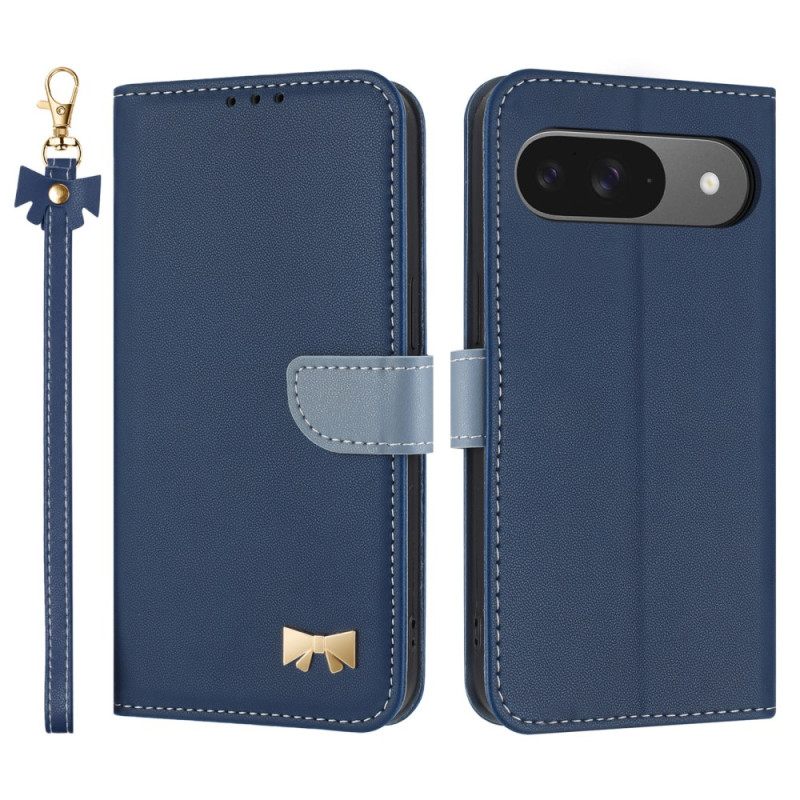 Flip Case Leren Google Pixel 10 / 10 Pro Tweekleurig Met Koord