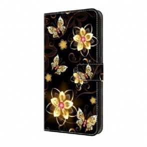 Folio-hoesje Google Pixel 10 / 10 Pro Telefoonhoesje Gouden Bloemen En Vlinders