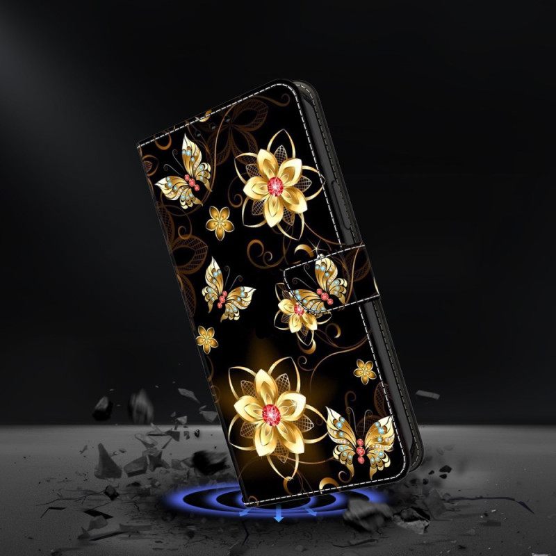 Folio-hoesje Google Pixel 10 / 10 Pro Telefoonhoesje Gouden Bloemen En Vlinders