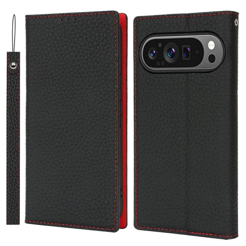 Folio-hoesje Voor Google Pixel 10 / 10 Pro Gestructureerd Leren Bandje