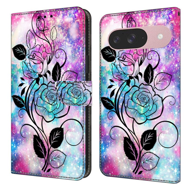 Leren Hoesje Google Pixel 10 / 10 Pro Grafische Bloem Bescherming Hoesje