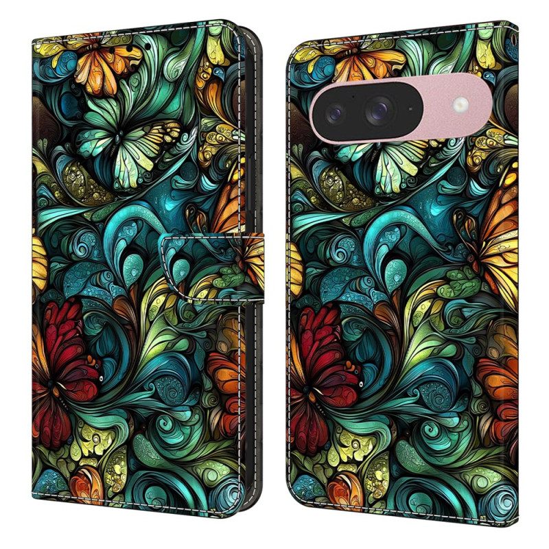 Leren Hoesje Voor Google Pixel 10 / 10 Pro Aquarel Planten