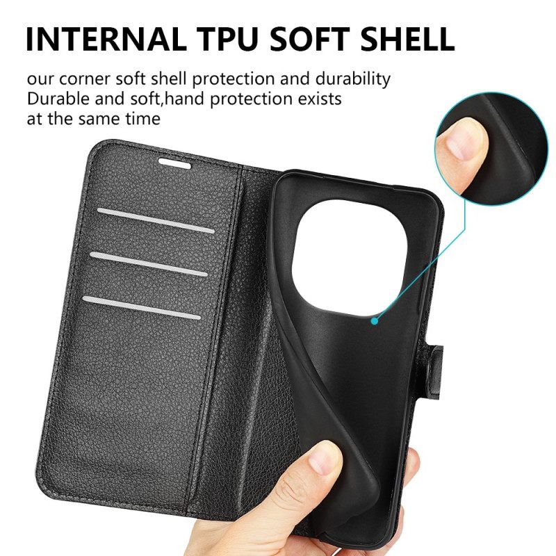 Folio-hoesje Xiaomi Redmi Note 14 Pro 5g Telefoonhoesje Klassiek Lychee Kunstleer