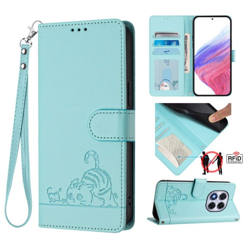 Folio-hoesje Xiaomi Redmi Note 14 Pro 5g Telefoonhoesje Rfid-bescherming Kattenscène